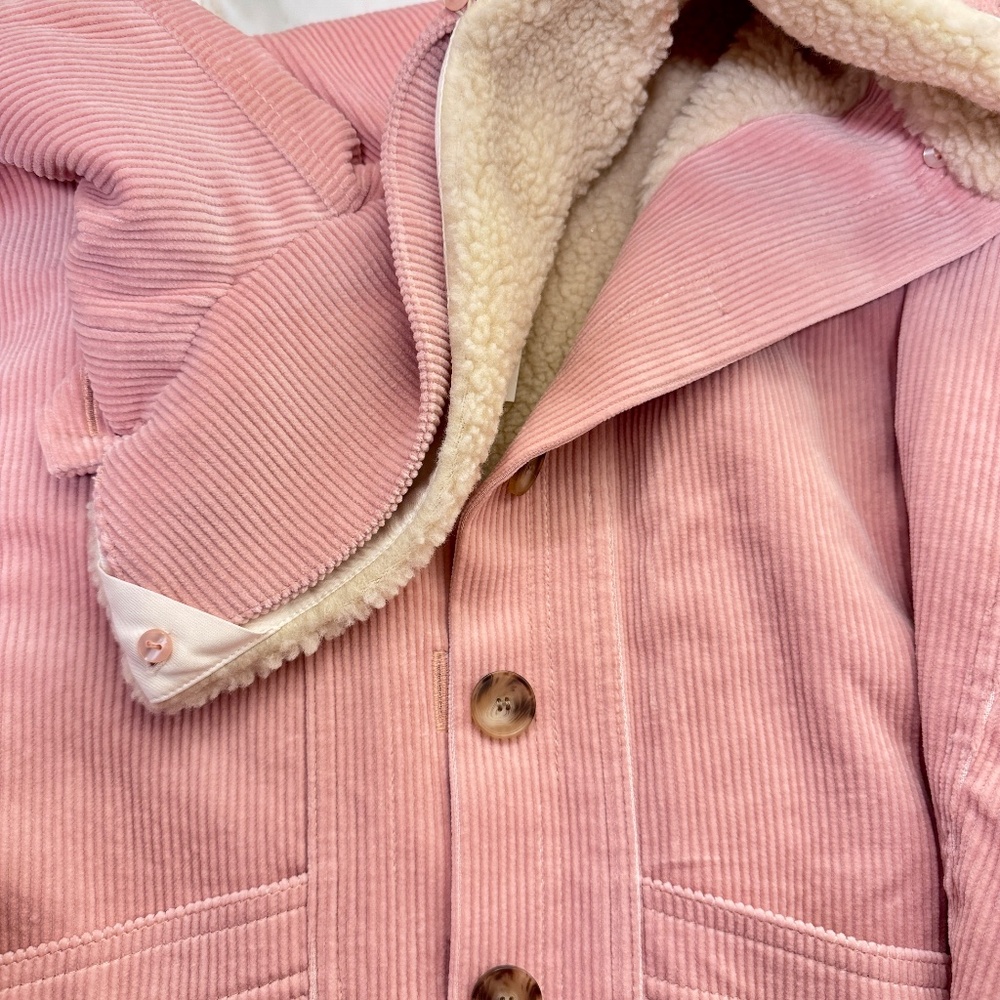Sezane Will Jacket - Rose Pink Faux Sheepskin Collar NWT - Picture 4 of 7